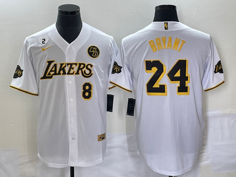 Men Los Angeles Lakers #24 Bryant white 2023 NBA Jersey style5